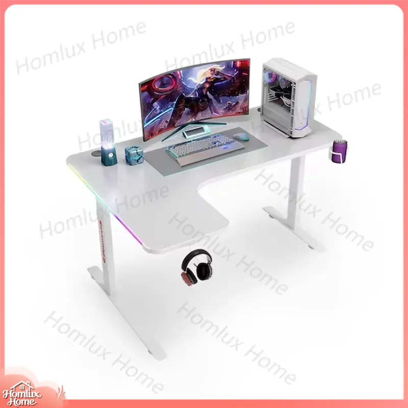 Desk Setup L Shaped - Large L-Shaped RGB LED Gaming Desk